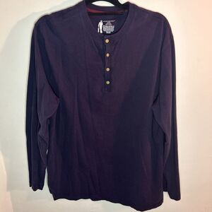 Lanesboro Shirt Mens Large Navy Long Sleeve 4 Button Front‎ 100% Cotton